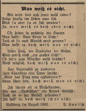Gedicht von H. Hanisch